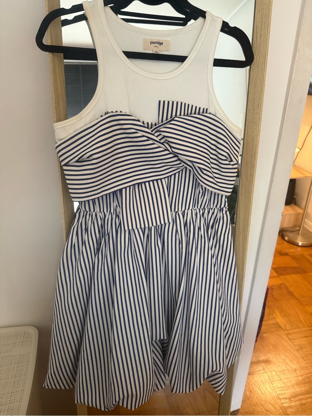Bubble hem Navy Stripe & White Tank Dress